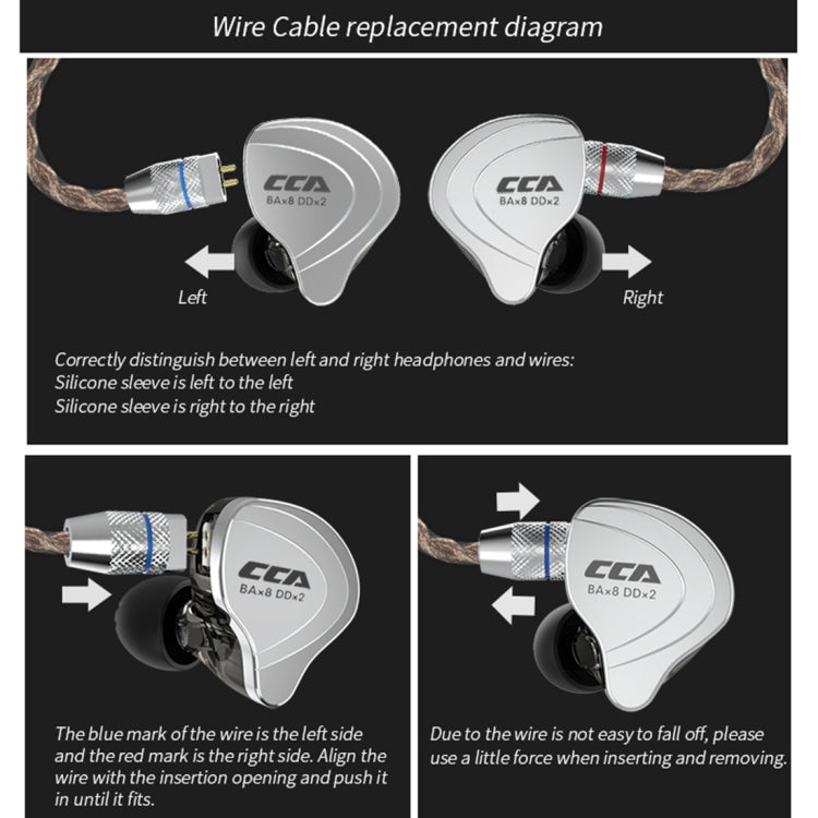 CCA CCA-C10 3,5mm vergoldeter Stecker Zehnfach Hybrid kabelgesteuerter In-Ear-Kopfhörer, mit Mikrofon, ohne Mikrofon