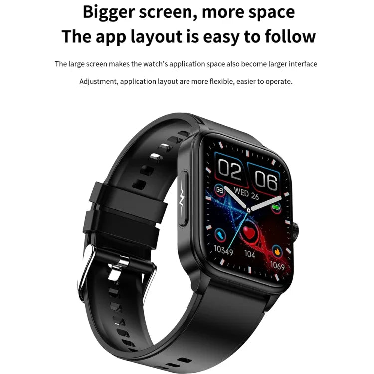 ET540 1,91 Zoll IP67 wasserdichte Smartwatch mit Silikonarmband, unterstützt EKG / nicht-invasive Blutzuckermessung, ET540 (Blau), ET540 (Rot)