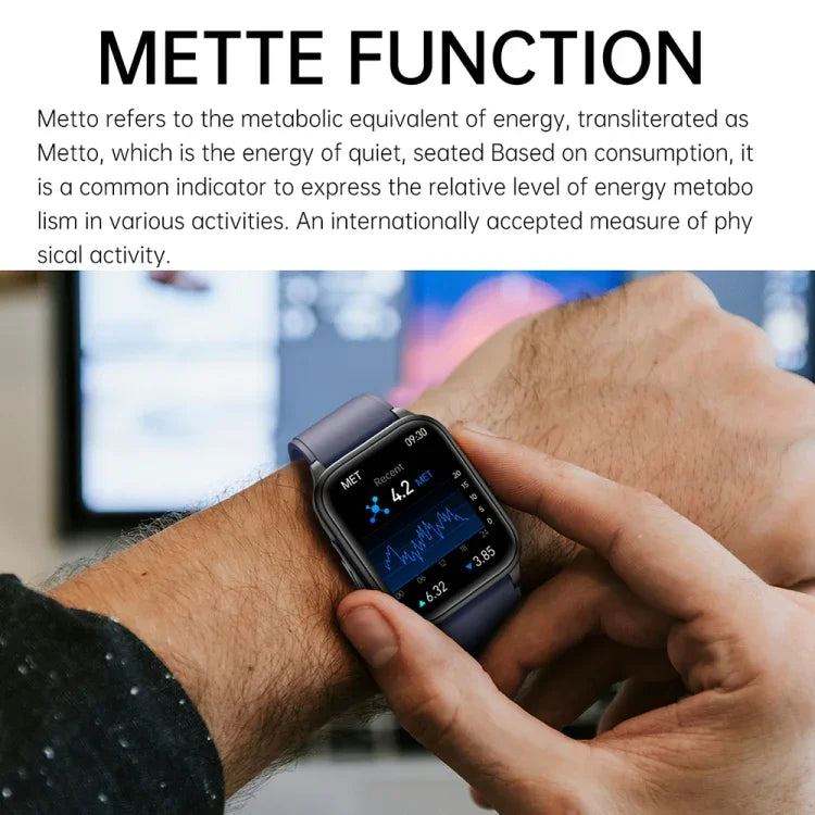 ET540 1,91 Zoll IP67 wasserdichte Smartwatch mit Silikonarmband, unterstützt EKG / nicht-invasive Blutzuckermessung, ET540 (Blau), ET540 (Rot)
