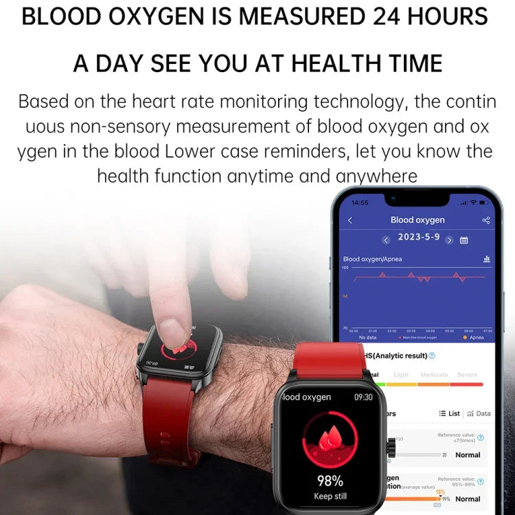 ET540 1,91 Zoll IP67 wasserdichte Smartwatch mit Silikonarmband, unterstützt EKG / nicht-invasive Blutzuckermessung, ET540 (Blau), ET540 (Rot)