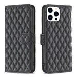 Handyhülle aus Rindsleder mit Diamantgitter und Klappfunktion, für iPhone 17 Pro Max, für iPhone 17 Pro, für iPhone 17, für iPhone Air, für iPhone 16 Pro Max, für iPhone 16 Pro, für iPhone 16 Plus, für iPhone 16