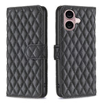 Handyhülle aus Rindsleder mit Diamantgitter und Klappfunktion, für iPhone 17 Pro Max, für iPhone 17 Pro, für iPhone 17, für iPhone Air, für iPhone 16 Pro Max, für iPhone 16 Pro, für iPhone 16 Plus, für iPhone 16
