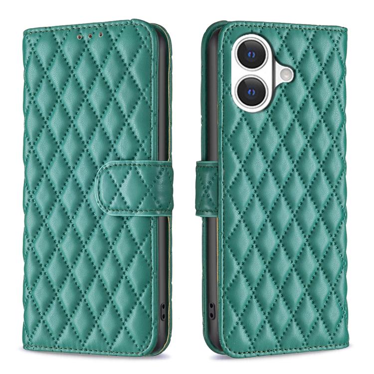 Handyhülle aus Rindsleder mit Diamantgitter und Klappfunktion, für iPhone 17 Pro Max, für iPhone 17 Pro, für iPhone 17, für iPhone Air, für iPhone 16 Pro Max, für iPhone 16 Pro, für iPhone 16 Plus, für iPhone 16