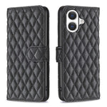 Handyhülle aus Rindsleder mit Diamantgitter und Klappfunktion, für iPhone 17 Pro Max, für iPhone 17 Pro, für iPhone 17, für iPhone Air, für iPhone 16 Pro Max, für iPhone 16 Pro, für iPhone 16 Plus, für iPhone 16