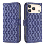 Handyhülle aus Rindsleder mit Diamantgitter und Klappfunktion, für iPhone 17 Pro Max, für iPhone 17 Pro, für iPhone 17, für iPhone Air, für iPhone 16 Pro Max, für iPhone 16 Pro, für iPhone 16 Plus, für iPhone 16