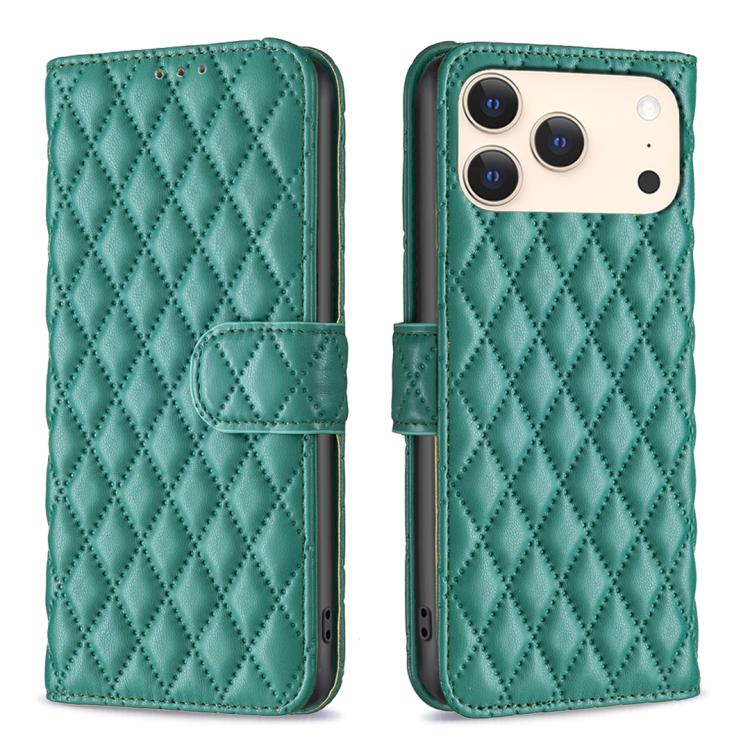 Handyhülle aus Rindsleder mit Diamantgitter und Klappfunktion, für iPhone 17 Pro Max, für iPhone 17 Pro, für iPhone 17, für iPhone Air, für iPhone 16 Pro Max, für iPhone 16 Pro, für iPhone 16 Plus, für iPhone 16