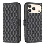 Handyhülle aus Rindsleder mit Diamantgitter und Klappfunktion, für iPhone 17 Pro Max, für iPhone 17 Pro, für iPhone 17, für iPhone Air, für iPhone 16 Pro Max, für iPhone 16 Pro, für iPhone 16 Plus, für iPhone 16