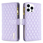 Diamantgitter Reißverschluss-Brieftaschen Leder Flip Phone Case, für iPhone 17 Pro Max, für iPhone 17 Pro, für iPhone 17, für iPhone Air, für iPhone 16 Pro Max, für iPhone 16 Pro, für iPhone 16 Plus, für iPhone 16