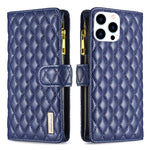 Diamantgitter Reißverschluss-Brieftaschen Leder Flip Phone Case, für iPhone 17 Pro Max, für iPhone 17 Pro, für iPhone 17, für iPhone Air, für iPhone 16 Pro Max, für iPhone 16 Pro, für iPhone 16 Plus, für iPhone 16