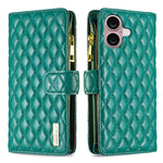 Diamantgitter Reißverschluss-Brieftaschen Leder Flip Phone Case, für iPhone 17 Pro Max, für iPhone 17 Pro, für iPhone 17, für iPhone Air, für iPhone 16 Pro Max, für iPhone 16 Pro, für iPhone 16 Plus, für iPhone 16
