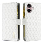 Diamantgitter Reißverschluss-Brieftaschen Leder Flip Phone Case, für iPhone 17 Pro Max, für iPhone 17 Pro, für iPhone 17, für iPhone Air, für iPhone 16 Pro Max, für iPhone 16 Pro, für iPhone 16 Plus, für iPhone 16