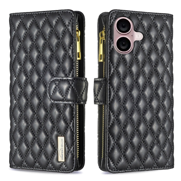Diamantgitter Reißverschluss-Brieftaschen Leder Flip Phone Case, für iPhone 17 Pro Max, für iPhone 17 Pro, für iPhone 17, für iPhone Air, für iPhone 16 Pro Max, für iPhone 16 Pro, für iPhone 16 Plus, für iPhone 16