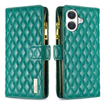 Diamantgitter Reißverschluss-Brieftaschen Leder Flip Phone Case, für iPhone 17 Pro Max, für iPhone 17 Pro, für iPhone 17, für iPhone Air, für iPhone 16 Pro Max, für iPhone 16 Pro, für iPhone 16 Plus, für iPhone 16