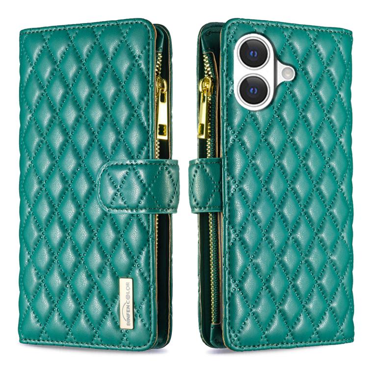 Diamantgitter Reißverschluss-Brieftaschen Leder Flip Phone Case, für iPhone 17 Pro Max, für iPhone 17 Pro, für iPhone 17, für iPhone Air, für iPhone 16 Pro Max, für iPhone 16 Pro, für iPhone 16 Plus, für iPhone 16