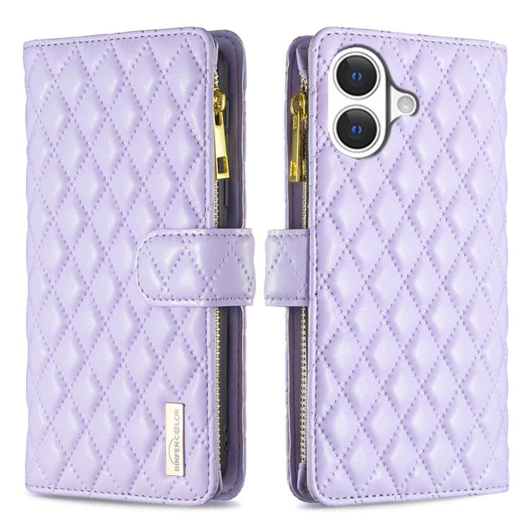 Diamantgitter Reißverschluss-Brieftaschen Leder Flip Phone Case, für iPhone 17 Pro Max, für iPhone 17 Pro, für iPhone 17, für iPhone Air, für iPhone 16 Pro Max, für iPhone 16 Pro, für iPhone 16 Plus, für iPhone 16