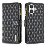 Diamantgitter Reißverschluss-Brieftaschen Leder Flip Phone Case, für iPhone 17 Pro Max, für iPhone 17 Pro, für iPhone 17, für iPhone Air, für iPhone 16 Pro Max, für iPhone 16 Pro, für iPhone 16 Plus, für iPhone 16