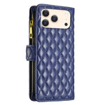Diamantgitter Reißverschluss-Brieftaschen Leder Flip Phone Case, für iPhone 17 Pro Max, für iPhone 17 Pro, für iPhone 17, für iPhone Air, für iPhone 16 Pro Max, für iPhone 16 Pro, für iPhone 16 Plus, für iPhone 16