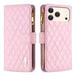 Diamantgitter Reißverschluss-Brieftaschen Leder Flip Phone Case, für iPhone 17 Pro Max, für iPhone 17 Pro, für iPhone 17, für iPhone Air, für iPhone 16 Pro Max, für iPhone 16 Pro, für iPhone 16 Plus, für iPhone 16