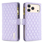 Diamantgitter Reißverschluss-Brieftaschen Leder Flip Phone Case, für iPhone 17 Pro Max, für iPhone 17 Pro, für iPhone 17, für iPhone Air, für iPhone 16 Pro Max, für iPhone 16 Pro, für iPhone 16 Plus, für iPhone 16