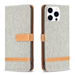 Color Block Denim Texture Leather Phone Case, For iPhone 15 Pro, For iPhone 15 Plus, For iPhone 15