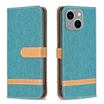 Color Block Denim Texture Leather Phone Case, For iPhone 15 Pro, For iPhone 15 Plus, For iPhone 15