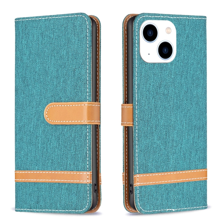 Color Block Denim Texture Leather Phone Case, For iPhone 15 Pro, For iPhone 15 Plus, For iPhone 15