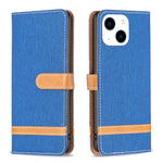 Color Block Denim Texture Leather Phone Case, For iPhone 15 Pro, For iPhone 15 Plus, For iPhone 15