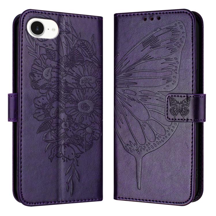 Geprägte Schmetterlings-Lederhülle, Für iPhone 17e / 16e, Für iPhone 17 Pro Max, Für iPhone 17 Pro, Für iPhone 17, Für iPhone Air, Für iPhone 16 Pro Max