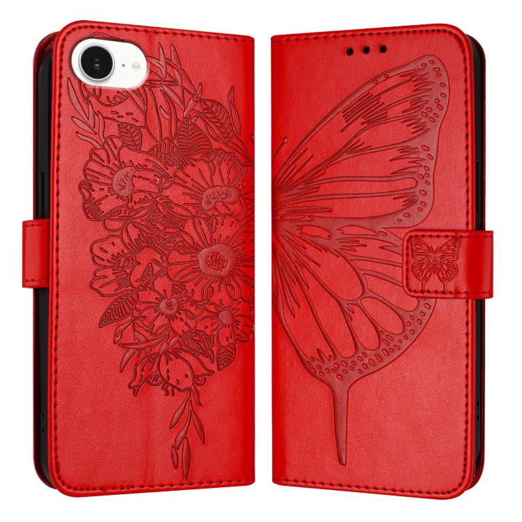 Geprägte Schmetterlings-Lederhülle, Für iPhone 17e / 16e, Für iPhone 17 Pro Max, Für iPhone 17 Pro, Für iPhone 17, Für iPhone Air, Für iPhone 16 Pro Max