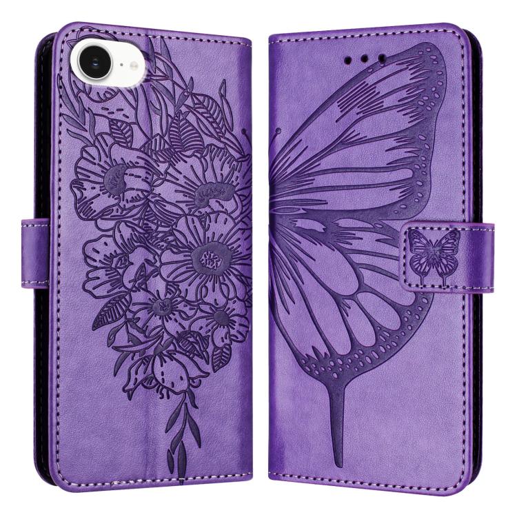 Geprägte Schmetterlings-Lederhülle, Für iPhone 17e / 16e, Für iPhone 17 Pro Max, Für iPhone 17 Pro, Für iPhone 17, Für iPhone Air, Für iPhone 16 Pro Max