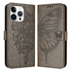 Geprägte Schmetterlings-Lederhülle, Für iPhone 17e / 16e, Für iPhone 17 Pro Max, Für iPhone 17 Pro, Für iPhone 17, Für iPhone Air, Für iPhone 16 Pro Max