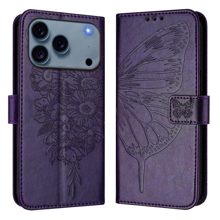 Geprägte Schmetterlings-Lederhülle, Für iPhone 17e / 16e, Für iPhone 17 Pro Max, Für iPhone 17 Pro, Für iPhone 17, Für iPhone Air, Für iPhone 16 Pro Max