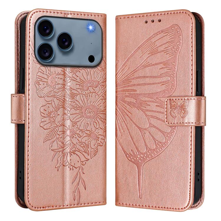 Geprägte Schmetterlings-Lederhülle, Für iPhone 17e / 16e, Für iPhone 17 Pro Max, Für iPhone 17 Pro, Für iPhone 17, Für iPhone Air, Für iPhone 16 Pro Max
