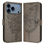 Geprägte Schmetterlings-Lederhülle, Für iPhone 17e / 16e, Für iPhone 17 Pro Max, Für iPhone 17 Pro, Für iPhone 17, Für iPhone Air, Für iPhone 16 Pro Max