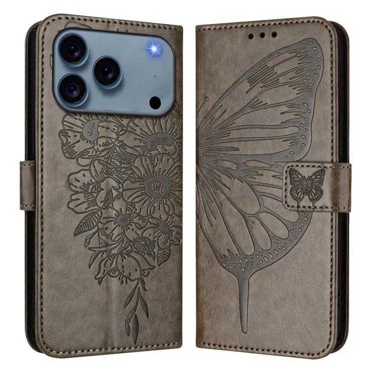 Geprägte Schmetterlings-Lederhülle, Für iPhone 17e / 16e, Für iPhone 17 Pro Max, Für iPhone 17 Pro, Für iPhone 17, Für iPhone Air, Für iPhone 16 Pro Max