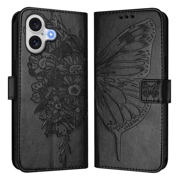 Geprägte Schmetterlings-Lederhülle, Für iPhone 17e / 16e, Für iPhone 17 Pro Max, Für iPhone 17 Pro, Für iPhone 17, Für iPhone Air, Für iPhone 16 Pro Max