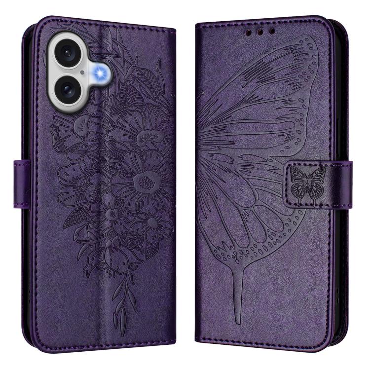 Geprägte Schmetterlings-Lederhülle, Für iPhone 17e / 16e, Für iPhone 17 Pro Max, Für iPhone 17 Pro, Für iPhone 17, Für iPhone Air, Für iPhone 16 Pro Max