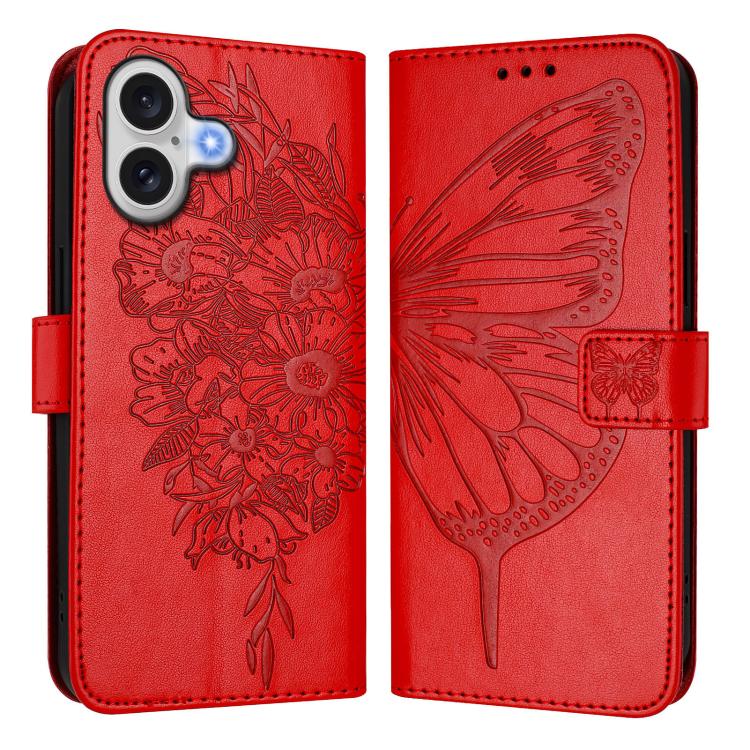 Geprägte Schmetterlings-Lederhülle, Für iPhone 17e / 16e, Für iPhone 17 Pro Max, Für iPhone 17 Pro, Für iPhone 17, Für iPhone Air, Für iPhone 16 Pro Max