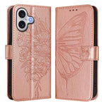 Geprägte Schmetterlings-Lederhülle, Für iPhone 17e / 16e, Für iPhone 17 Pro Max, Für iPhone 17 Pro, Für iPhone 17, Für iPhone Air, Für iPhone 16 Pro Max