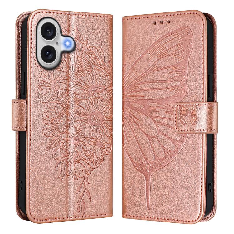 Geprägte Schmetterlings-Lederhülle, Für iPhone 17e / 16e, Für iPhone 17 Pro Max, Für iPhone 17 Pro, Für iPhone 17, Für iPhone Air, Für iPhone 16 Pro Max