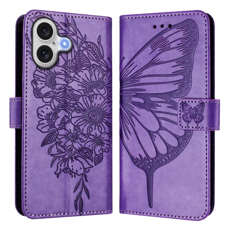 Geprägte Schmetterlings-Lederhülle, Für iPhone 17e / 16e, Für iPhone 17 Pro Max, Für iPhone 17 Pro, Für iPhone 17, Für iPhone Air, Für iPhone 16 Pro Max