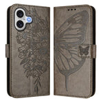 Geprägte Schmetterlings-Lederhülle, Für iPhone 17e / 16e, Für iPhone 17 Pro Max, Für iPhone 17 Pro, Für iPhone 17, Für iPhone Air, Für iPhone 16 Pro Max