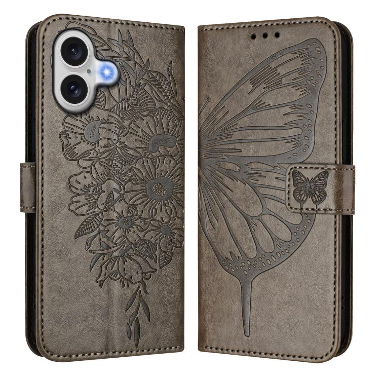 Geprägte Schmetterlings-Lederhülle, Für iPhone 17e / 16e, Für iPhone 17 Pro Max, Für iPhone 17 Pro, Für iPhone 17, Für iPhone Air, Für iPhone 16 Pro Max