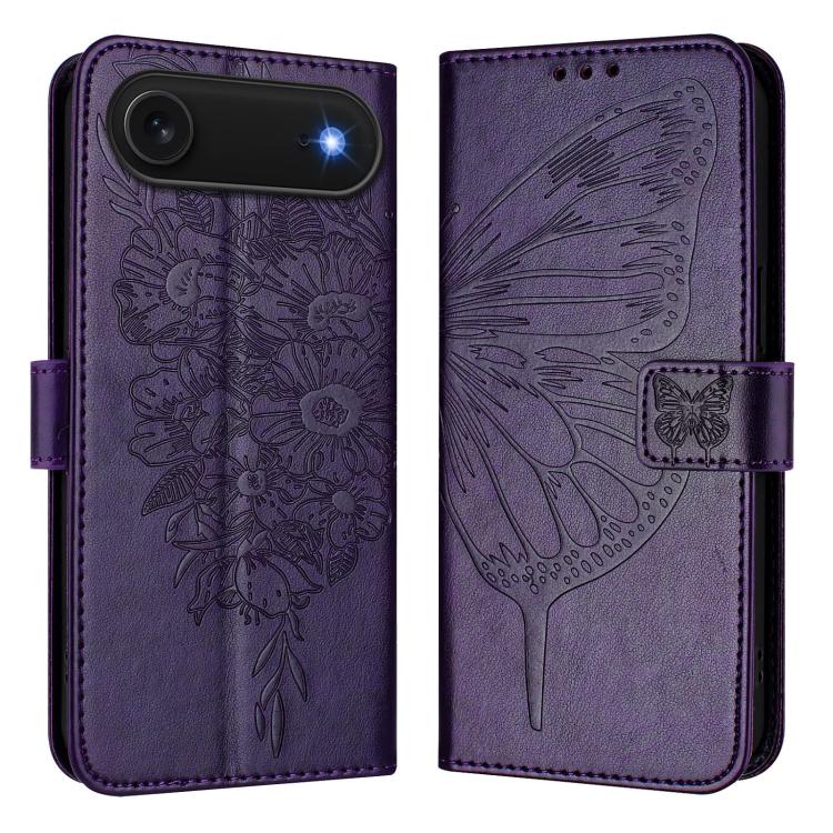 Geprägte Schmetterlings-Lederhülle, Für iPhone 17e / 16e, Für iPhone 17 Pro Max, Für iPhone 17 Pro, Für iPhone 17, Für iPhone Air, Für iPhone 16 Pro Max