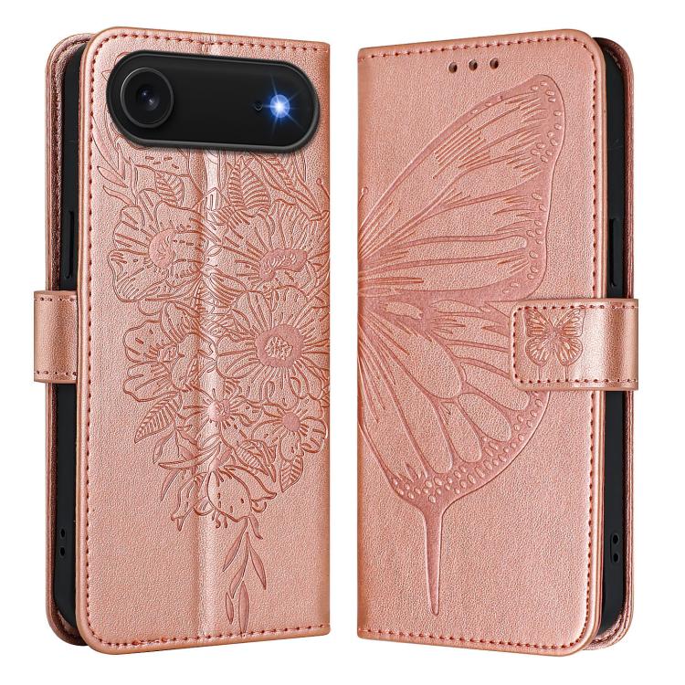 Geprägte Schmetterlings-Lederhülle, Für iPhone 17e / 16e, Für iPhone 17 Pro Max, Für iPhone 17 Pro, Für iPhone 17, Für iPhone Air, Für iPhone 16 Pro Max
