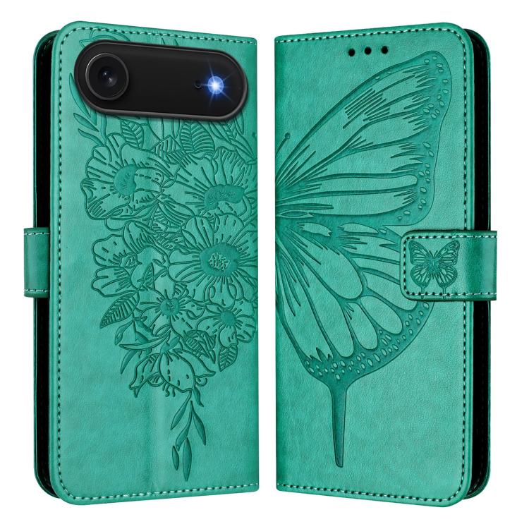 Geprägte Schmetterlings-Lederhülle, Für iPhone 17e / 16e, Für iPhone 17 Pro Max, Für iPhone 17 Pro, Für iPhone 17, Für iPhone Air, Für iPhone 16 Pro Max
