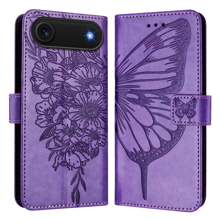 Geprägte Schmetterlings-Lederhülle, Für iPhone 17e / 16e, Für iPhone 17 Pro Max, Für iPhone 17 Pro, Für iPhone 17, Für iPhone Air, Für iPhone 16 Pro Max
