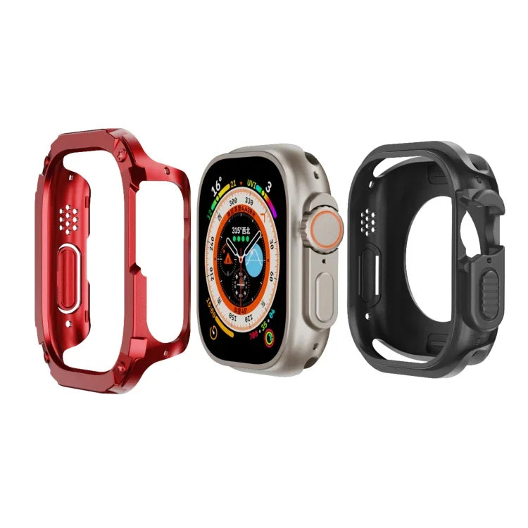 2-in-1 Hybrid-Schutzhülle aus PC und TPU für Apple Watch Series 6/5/4/SE (44 mm), Apple Watch Series 6/5/4/SE (40 mm), Apple Watch Ultra 3/2/1 (49 mm), Apple Watch Series 9/8/7 (45 mm) und Apple Watch Series 9/8/7 (41 mm)