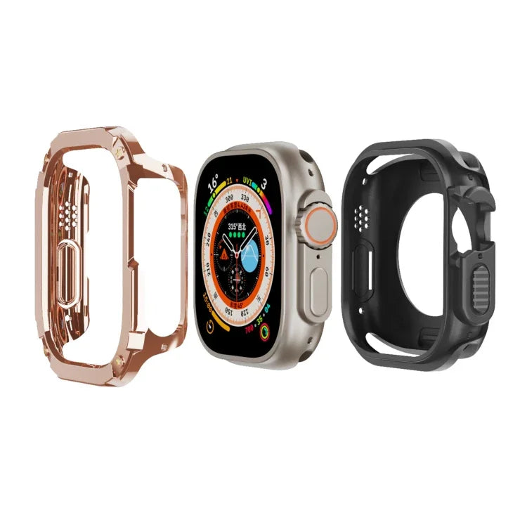 2-in-1 Hybrid-Schutzhülle aus PC und TPU für Apple Watch Series 6/5/4/SE (44 mm), Apple Watch Series 6/5/4/SE (40 mm), Apple Watch Ultra 3/2/1 (49 mm), Apple Watch Series 9/8/7 (45 mm) und Apple Watch Series 9/8/7 (41 mm)