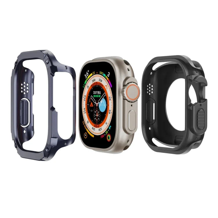 2-in-1 Hybrid-Schutzhülle aus PC und TPU für Apple Watch Series 6/5/4/SE (44 mm), Apple Watch Series 6/5/4/SE (40 mm), Apple Watch Ultra 3/2/1 (49 mm), Apple Watch Series 9/8/7 (45 mm) und Apple Watch Series 9/8/7 (41 mm)